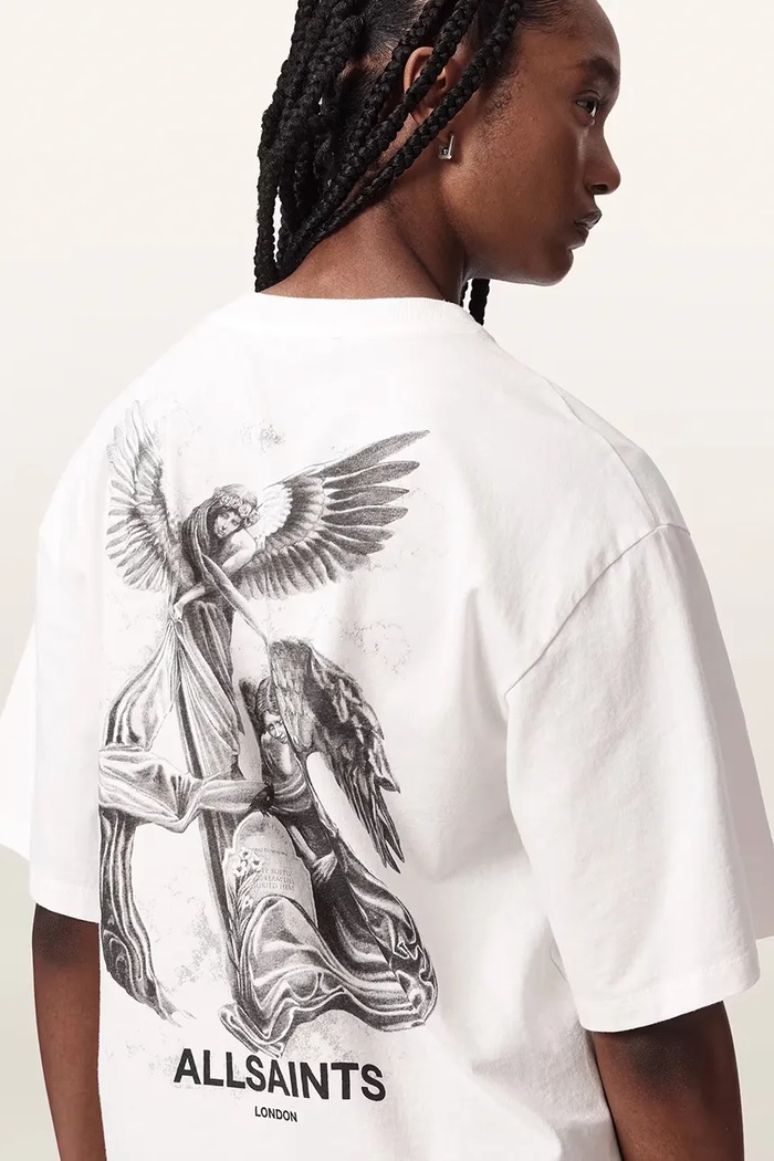 T-shirt oversize damski bawełniany SERAPH AMELIE SS AllSaints biały W047JF