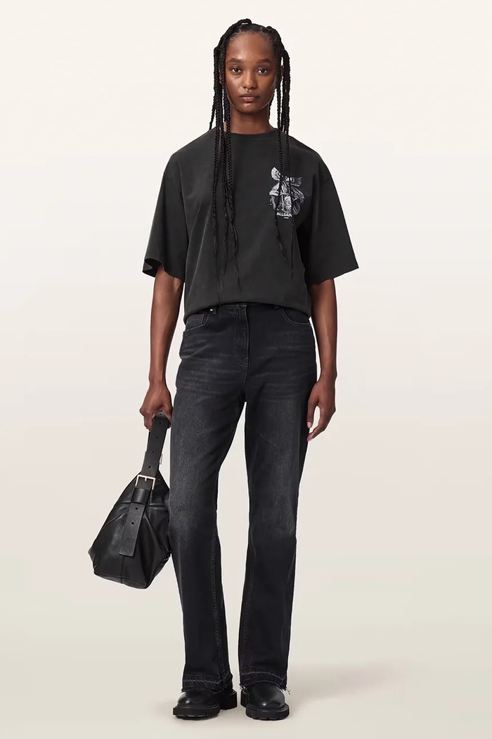 Odzież AllSaints T-shirt oversize damski bawełniany SERAPH AMELIE SS W047JF czarny