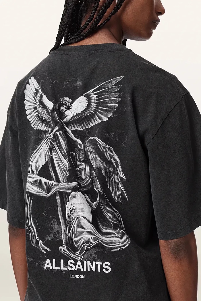 T-shirt oversize damski bawełniany SERAPH AMELIE SS AllSaints czarny W047JF