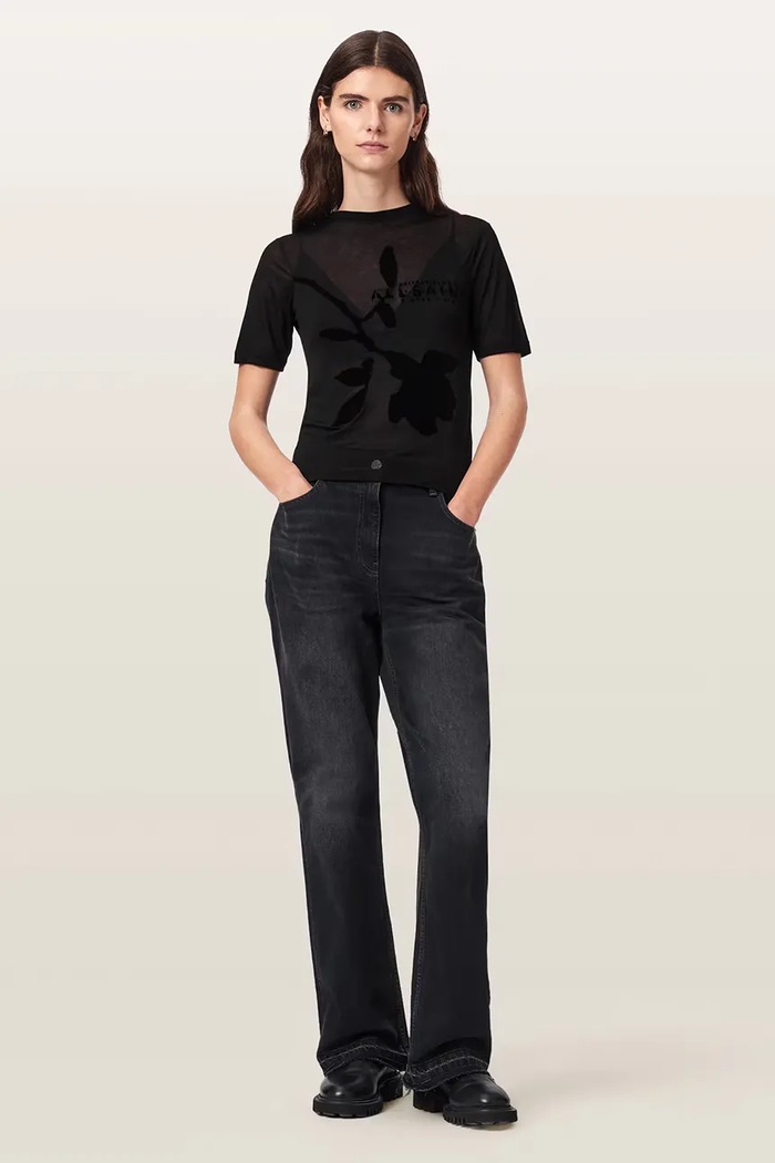 Odzież AllSaints T-shirt damski z modalu ATHEA SHEER TEE W031JF czarny