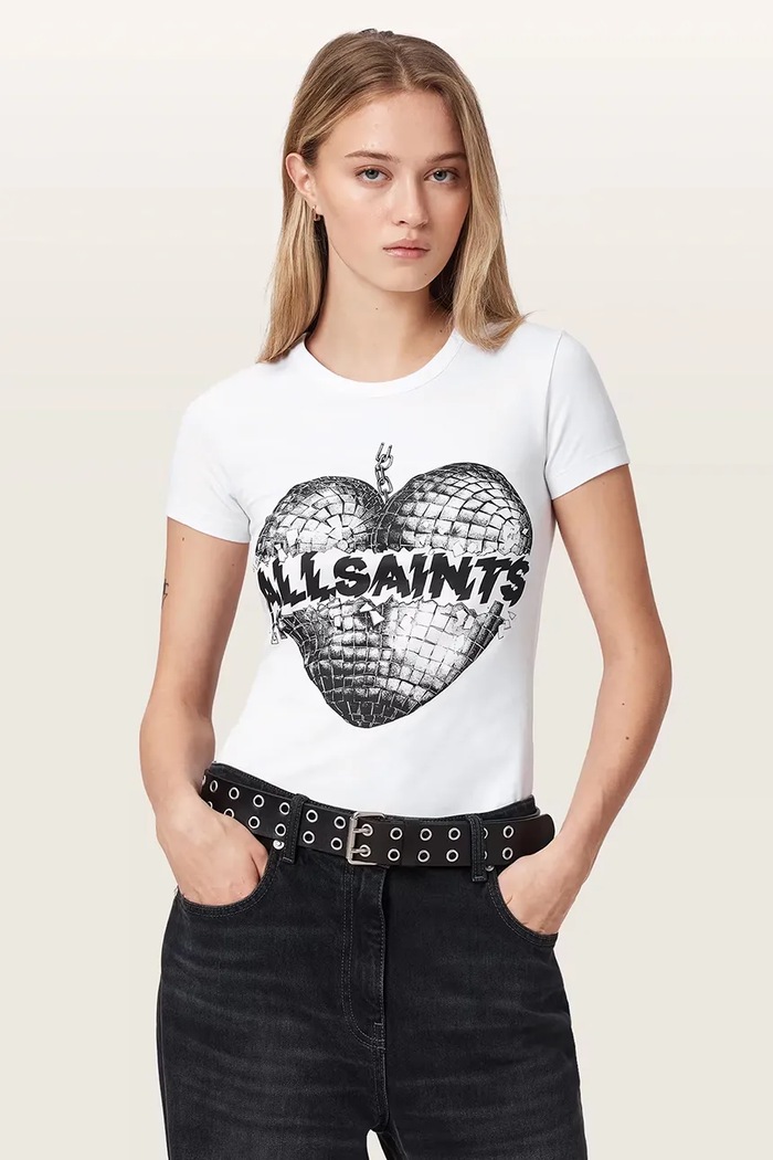 AllSaints T-shirt damski z bawełną REFLECT STEVIE TEE biały W024JF