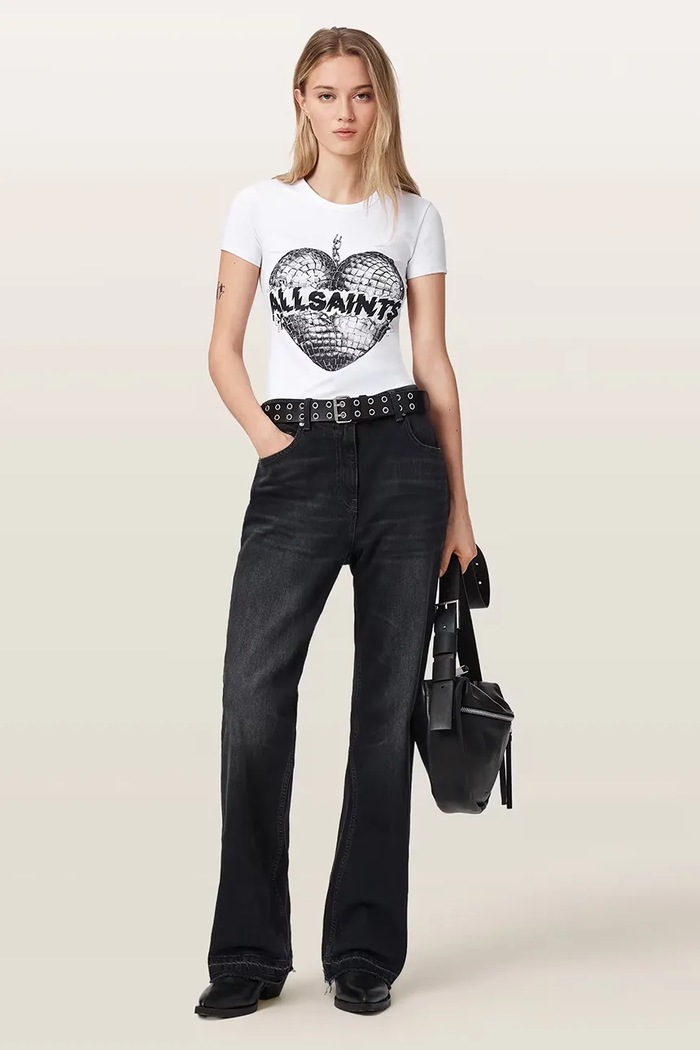Odzież AllSaints T-shirt damski z bawełną REFLECT STEVIE TEE W024JF biały