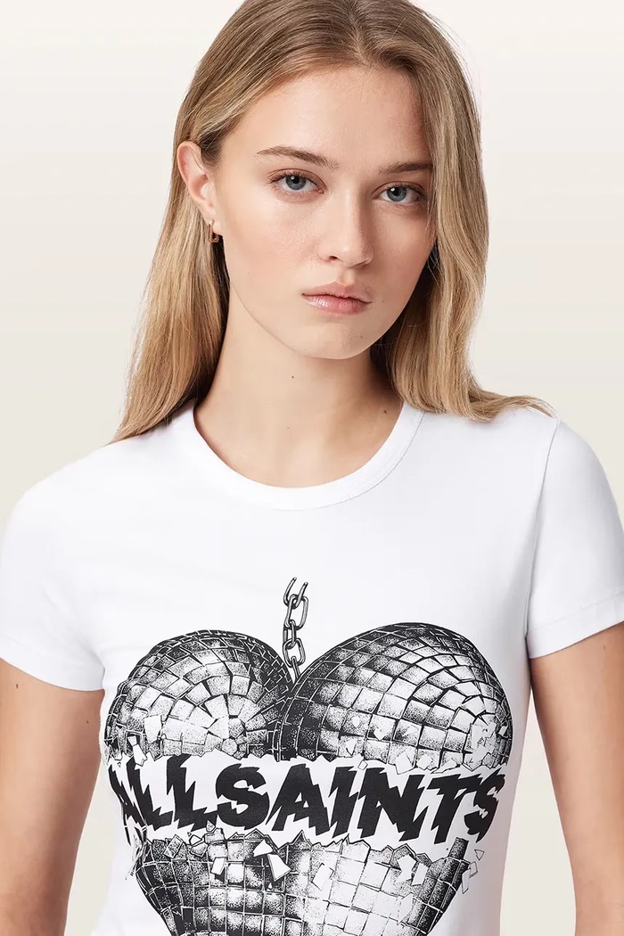 T-shirt damski z bawełną REFLECT STEVIE TEE AllSaints W024JF biały