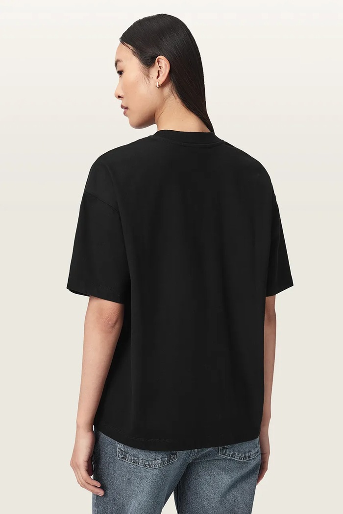 AllSaints Tricou basic pentru femei din bumbac NEON ETTA TEE W023JF negru AW26