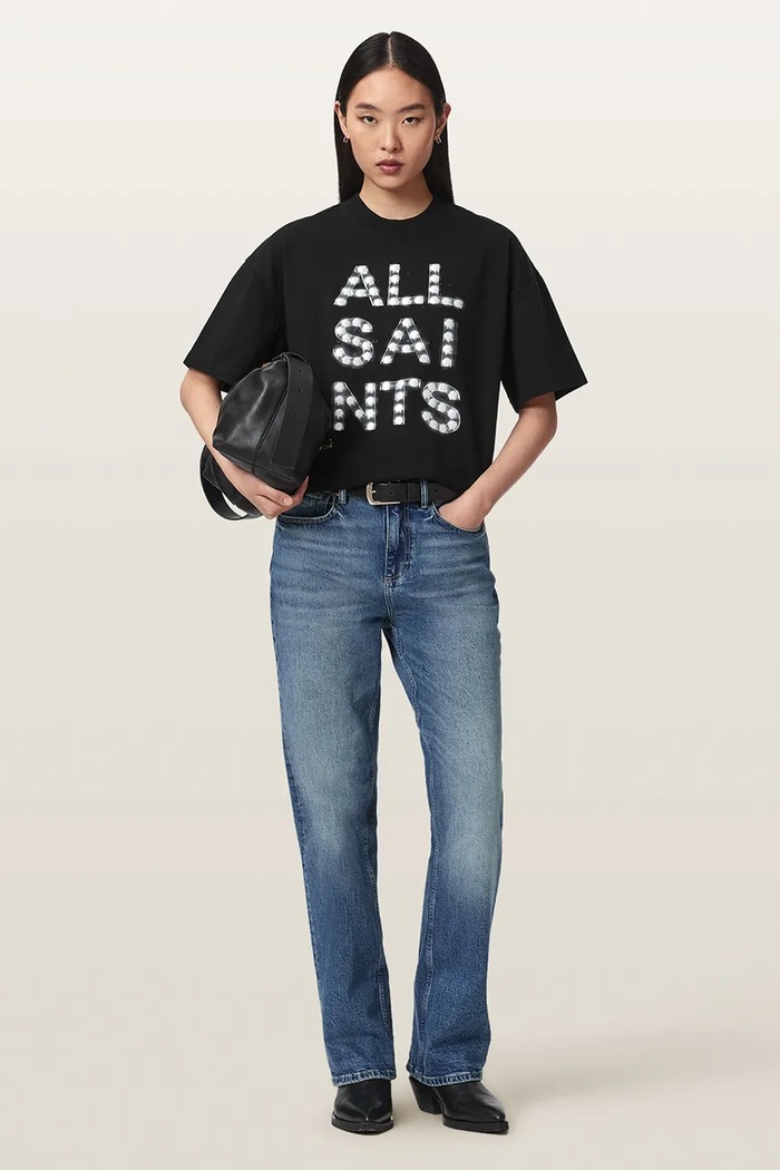 Îmbrăcăminte AllSaints Tricou basic pentru femei din bumbac NEON ETTA TEE W023JF negru