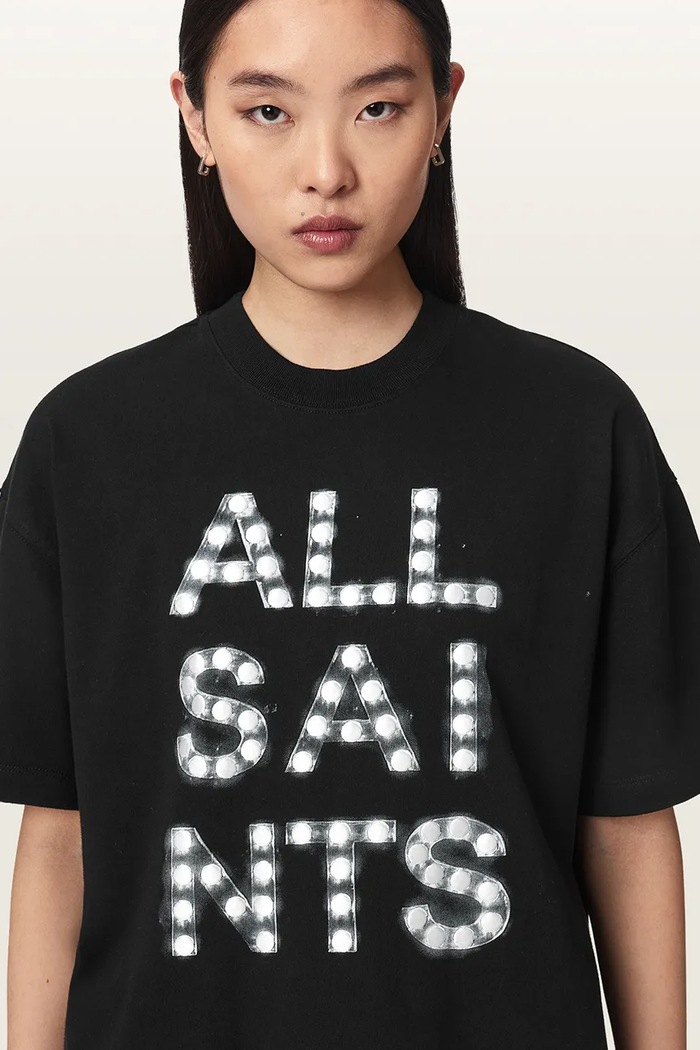 Tricou basic pentru femei din bumbac NEON ETTA TEE AllSaints W023JF negru