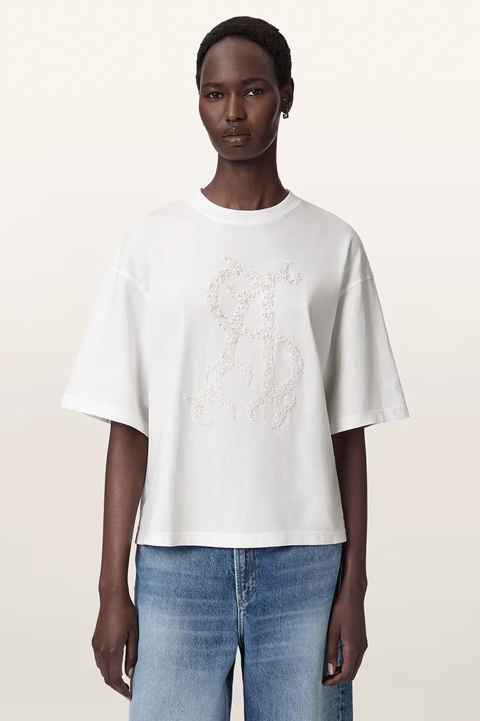 AllSaints T-shirt oversize damski bawełniany REFLEX AMELIE TEE biały W018JF