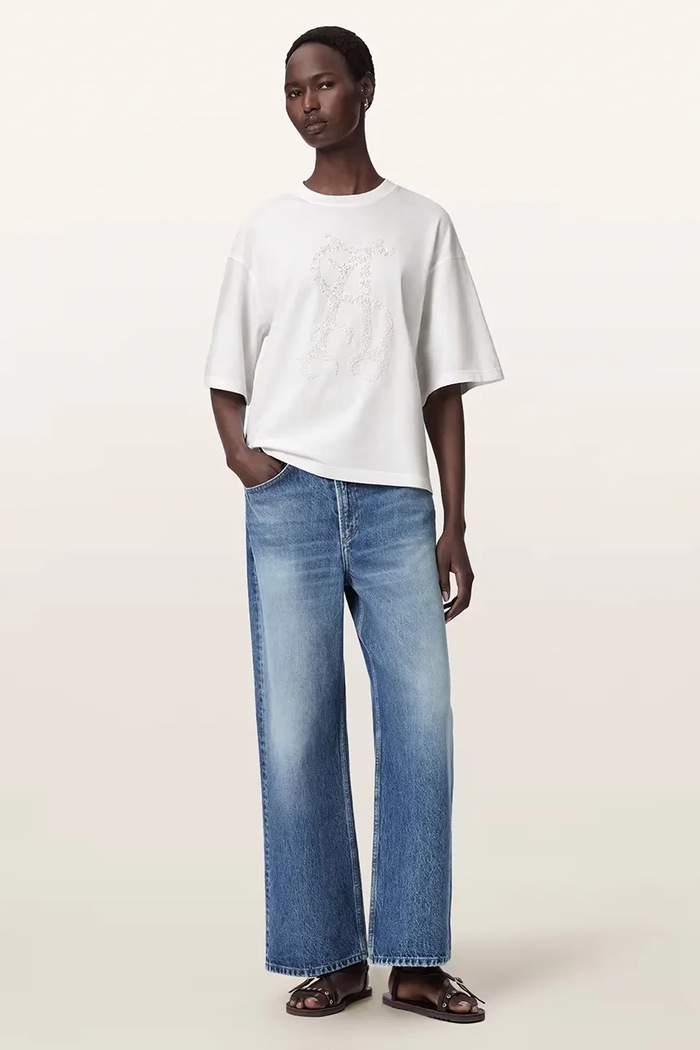 Odzież AllSaints T-shirt oversize damski bawełniany REFLEX AMELIE TEE W018JF biały