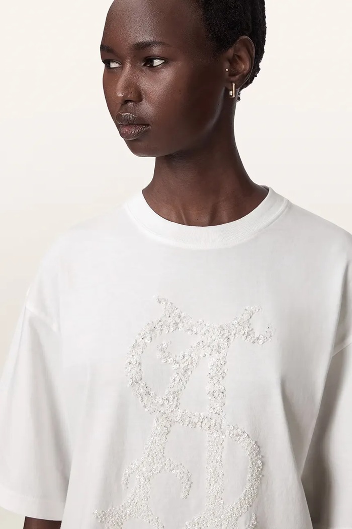 T-shirt oversize damski bawełniany REFLEX AMELIE TEE AllSaints W018JF biały
