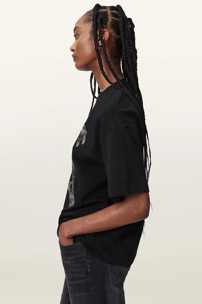 Îmbrăcăminte AllSaints Tricou pentru femei din bumbac LINX ETTA TEE W017JF negru