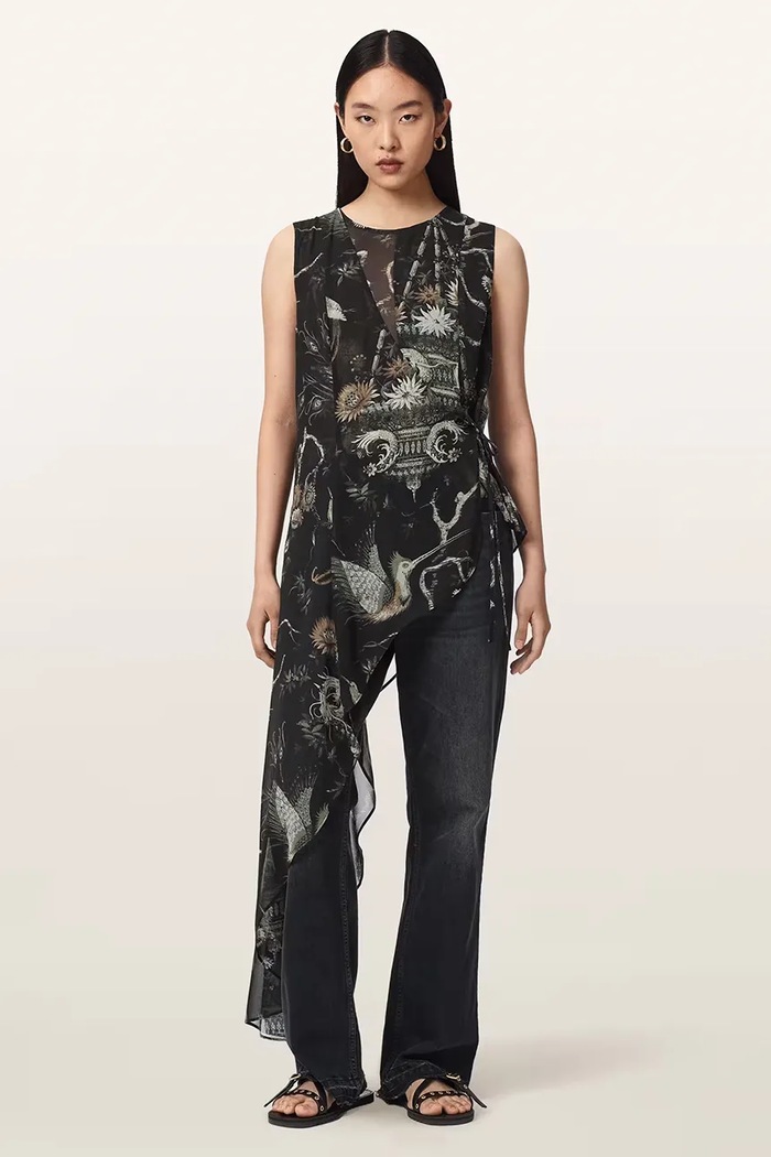 AllSaints Bluzka asymetryczna damska ENOLA czarny W016PF