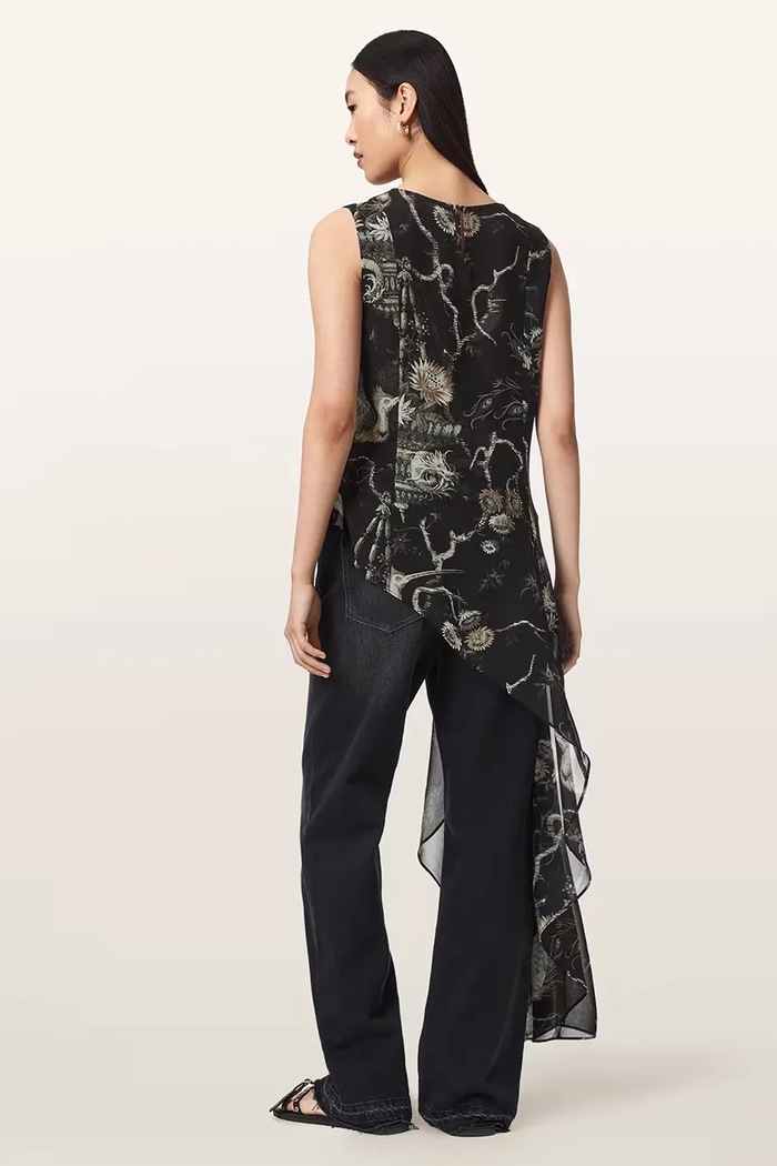 AllSaints Bluzka asymetryczna damska ENOLA W016PF czarny AW26