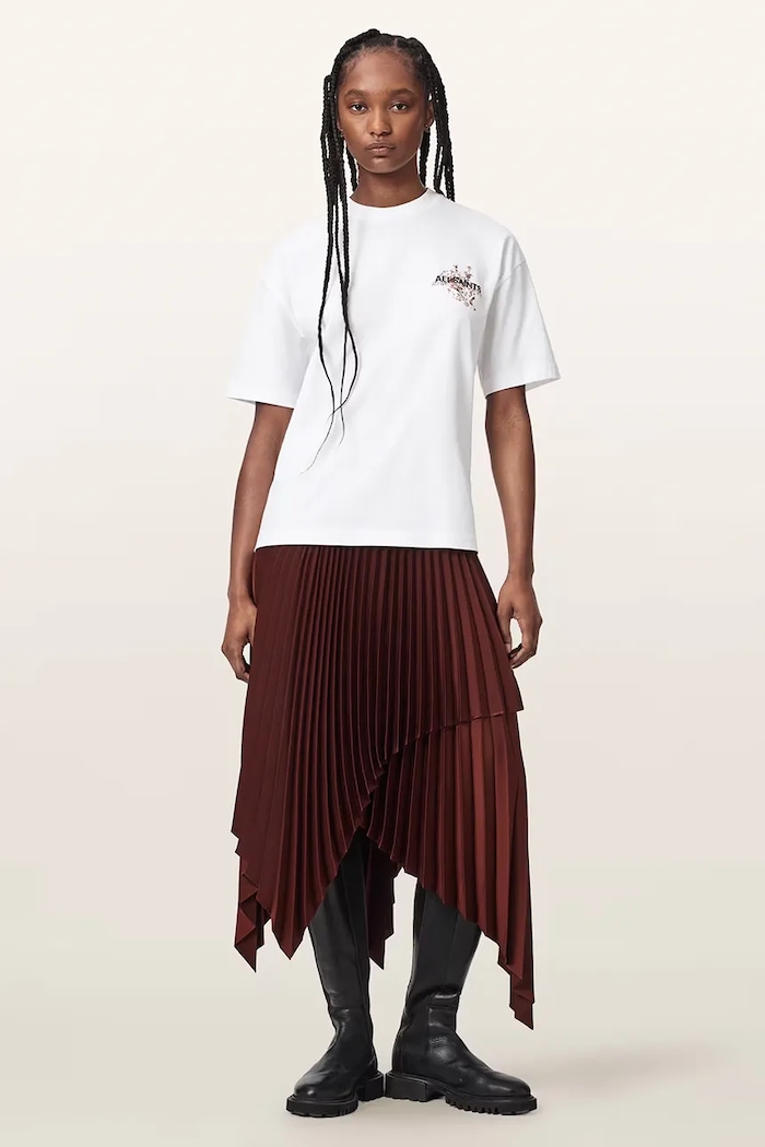 Odzież AllSaints T-shirt oversize damski bawełniany VALEN ETTA TEE W053JF biały