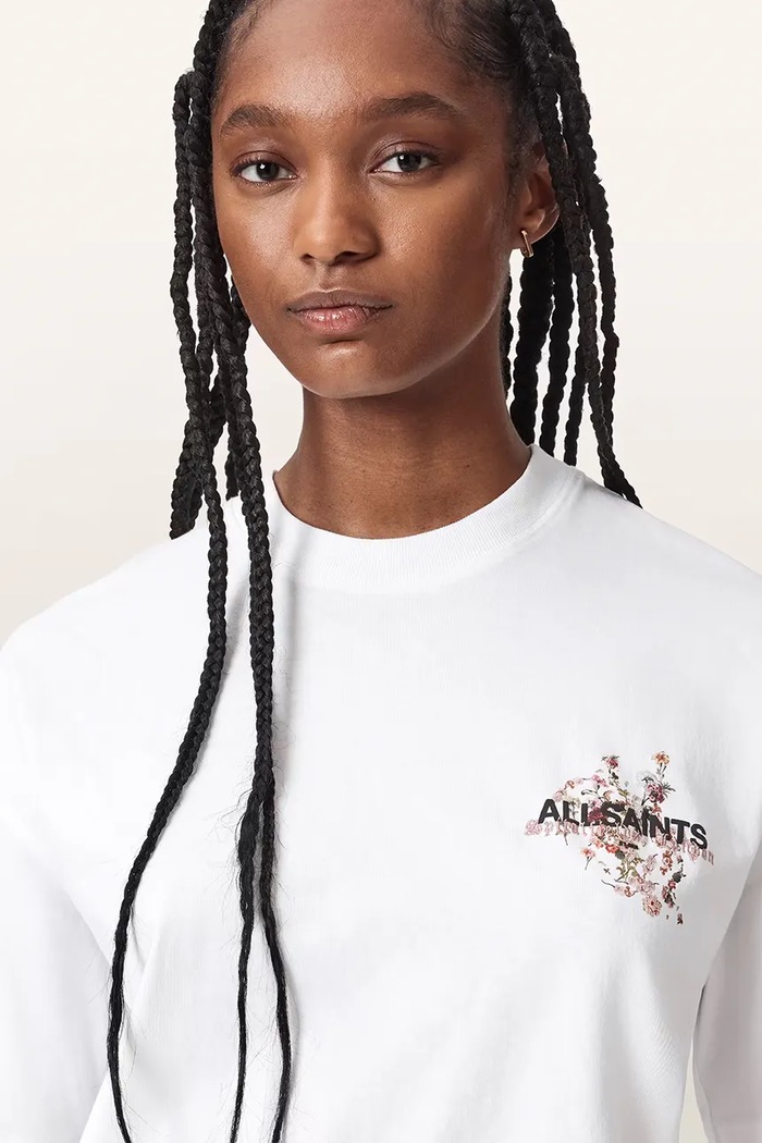 T-shirt oversize damski bawełniany VALEN ETTA TEE AllSaints W053JF biały