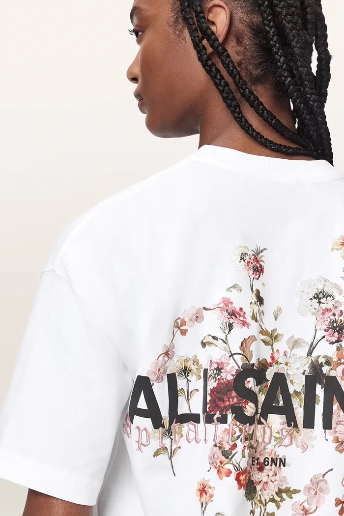 T-shirt oversize damski bawełniany VALEN ETTA TEE AllSaints biały W053JF