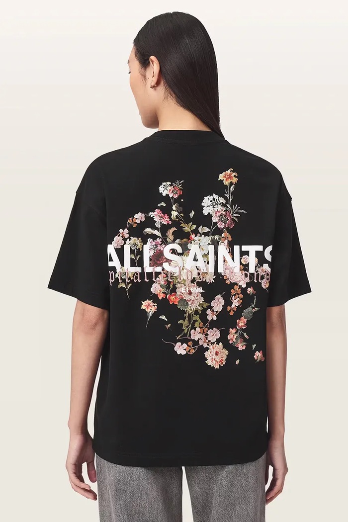 AllSaints T-shirt oversize damski bawełniany VALEN ETTA TEE czarny W053JF