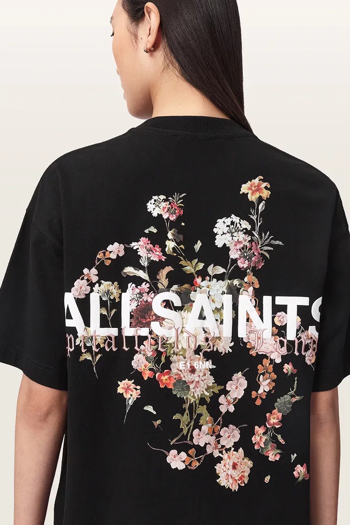 T-shirt oversize damski bawełniany VALEN ETTA TEE AllSaints czarny W053JF