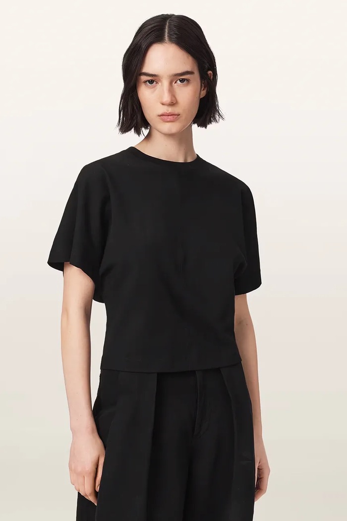 AllSaints T-shirt damski bawełniany EDEN ARTIA TEE czarny W012JF