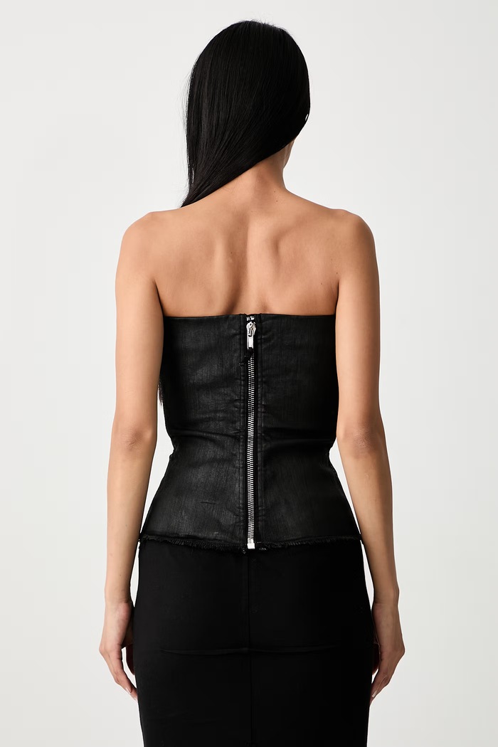 Ρούχα Rick Owens DRKSHDW Splintered Bustier μπλούζα κορσές γυναικεία με βαμβάκι απλή DS02F6127.SBW μαύρο