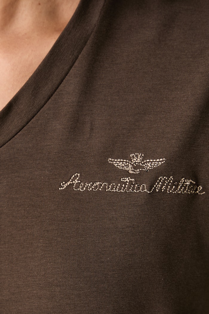 Aeronautica Militare T-shirt damski z bawełną TS2552DJ00747 brązowy