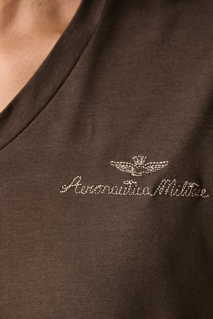 Aeronautica Militare T-shirt damski z bawełną TS2552DJ00747 brązowy