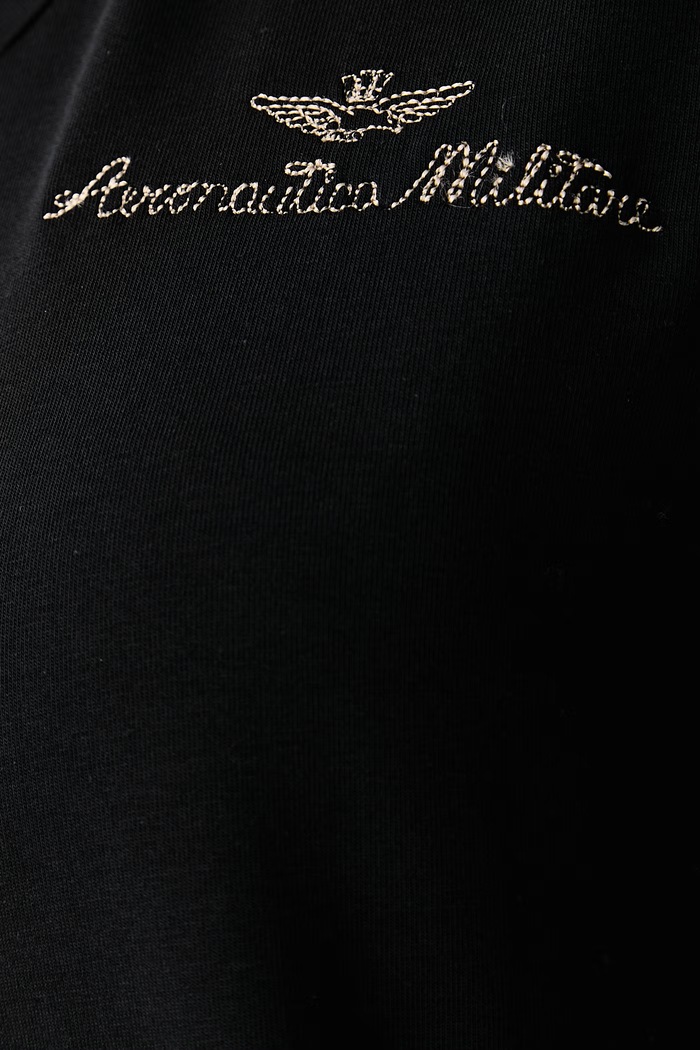 T-shirt damski z bawełną Aeronautica Militare czarny TS2552DJ00747