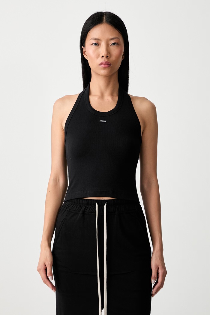 Vetements Halterneck top z bawełną damski czarny WH27TT163B