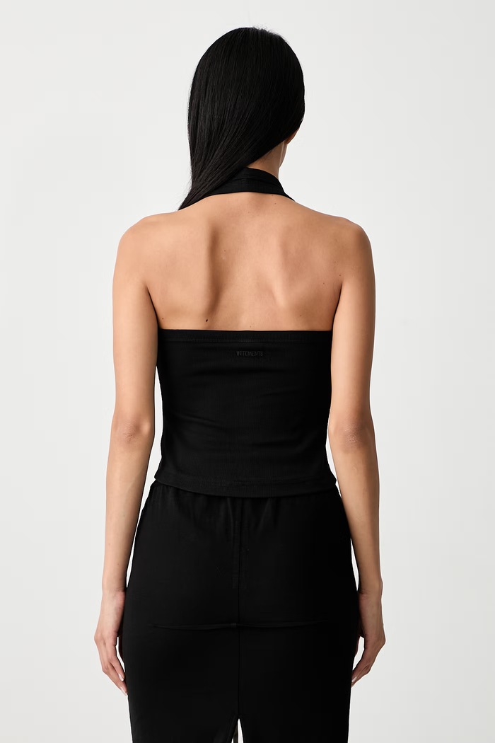 Odzież Vetements Halterneck top z bawełną damski WH27TT163B czarny