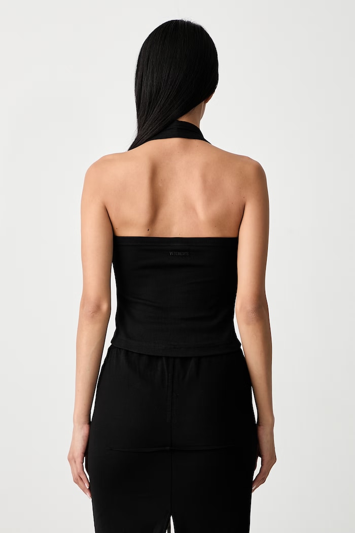 Odzież Vetements Halterneck top z bawełną damski WH27TT163B czarny