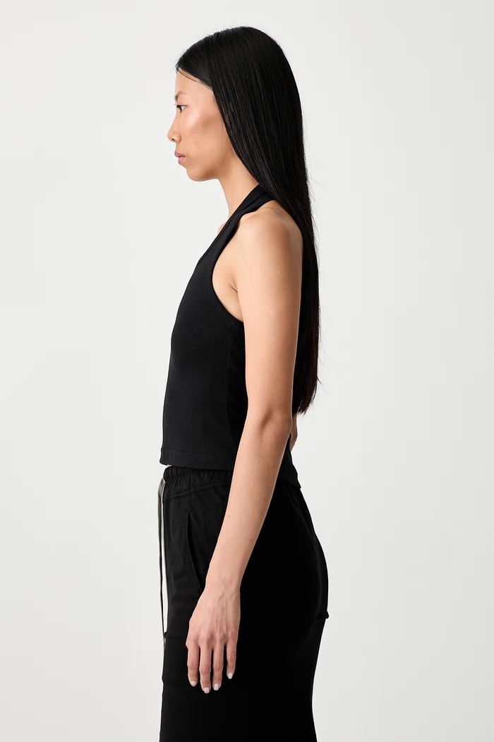 Vetements Halterneck top z bawełną damski czarny WH27TT163B