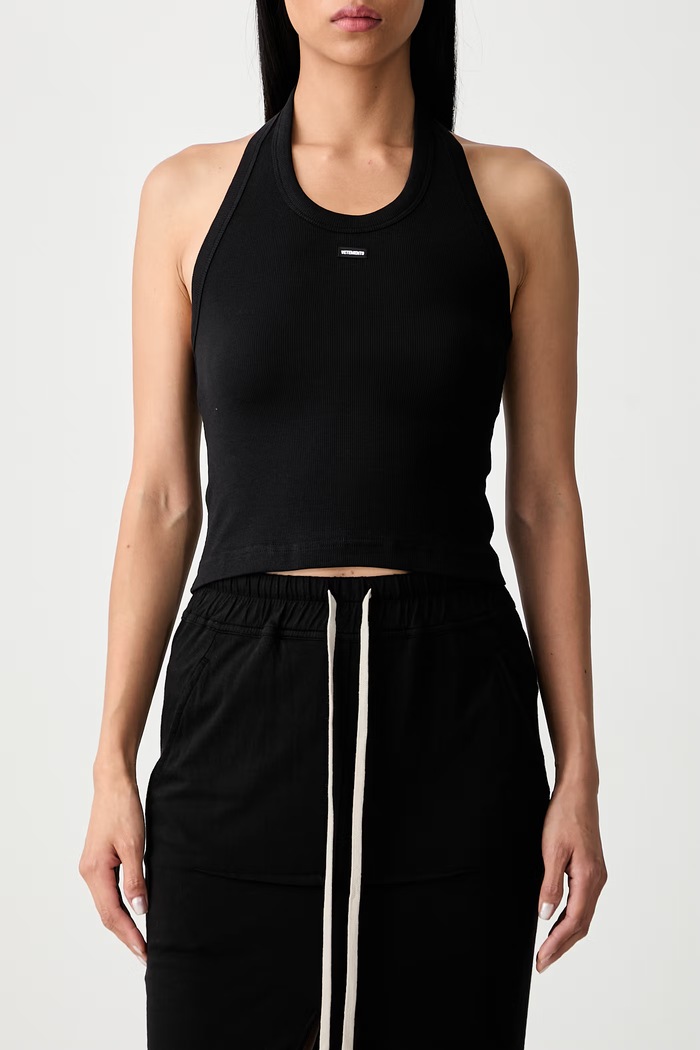 Vetements Halterneck top z bawełną damski WH27TT163B czarny