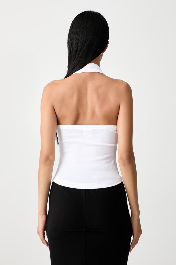 Odzież Vetements Halterneck Tank top damski bawełniany z elastanem WH27TT164W biały