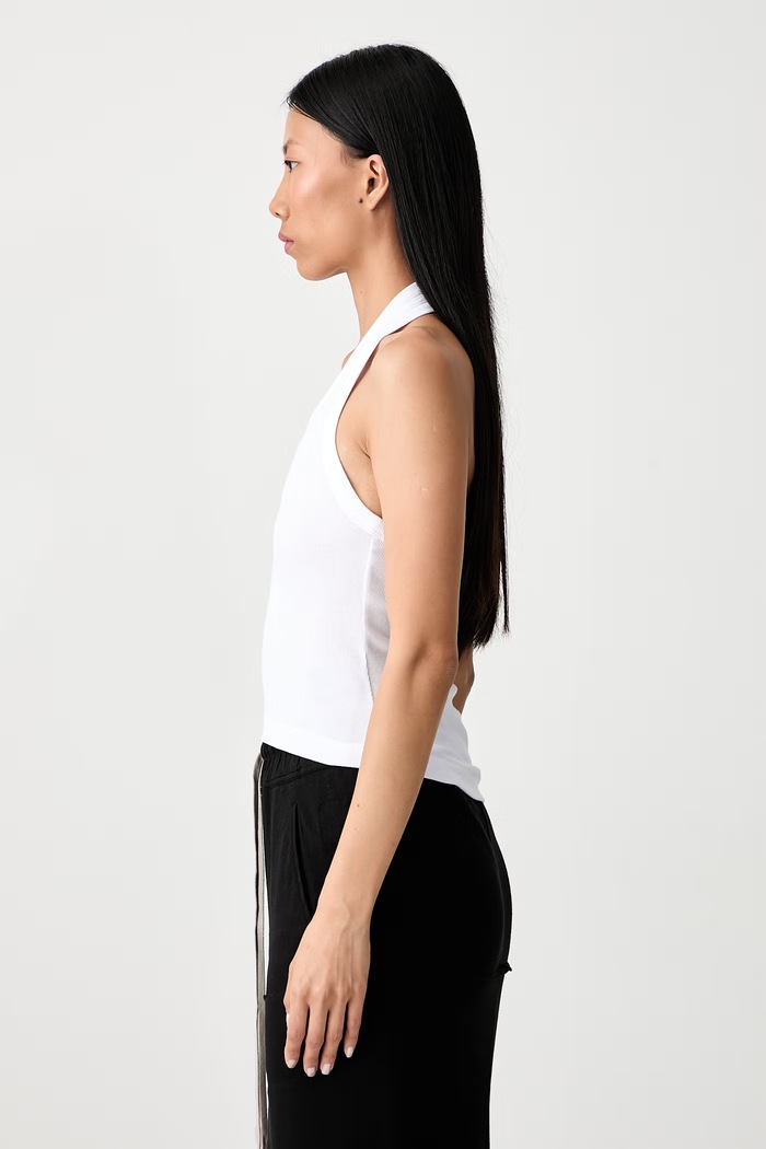 Vetements Halterneck Tank top damski bawełniany z elastanem biały WH27TT164W