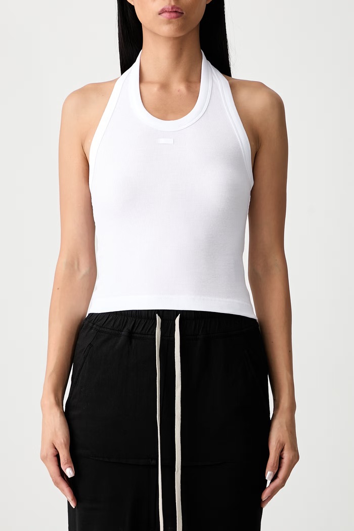Vetements Halterneck Tank top damski bawełniany z elastanem WH27TT164W biały