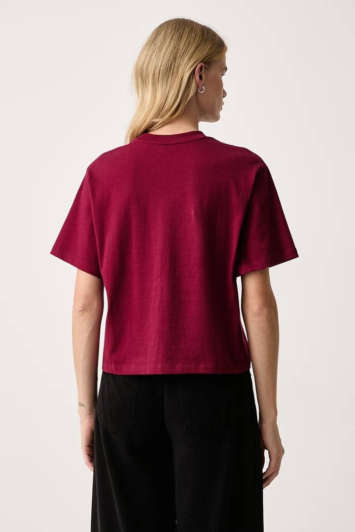 Odzież HUGO T-shirt damski bawełniany Duslant 50570677 bordowy