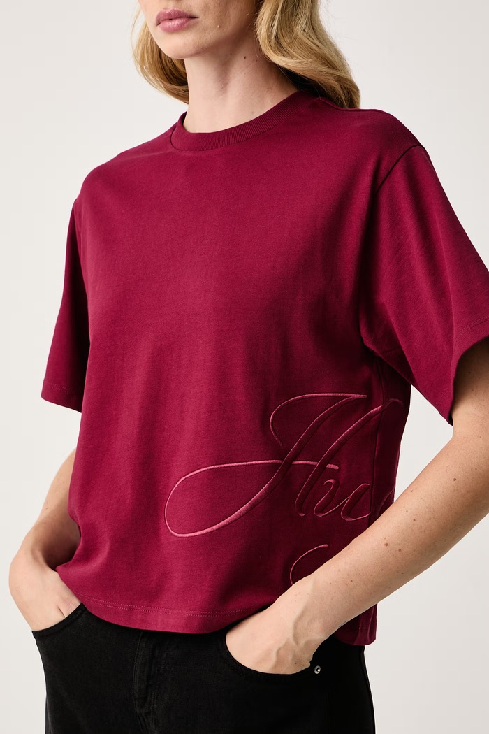 T-shirt damski bawełniany Duslant HUGO 50570677 bordowy