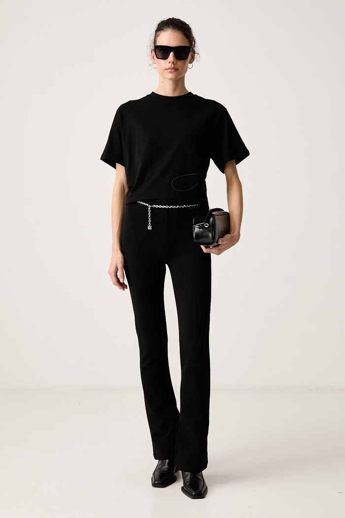 HUGO T-shirt damski bawełniany Duslant 50570677 czarny AW26