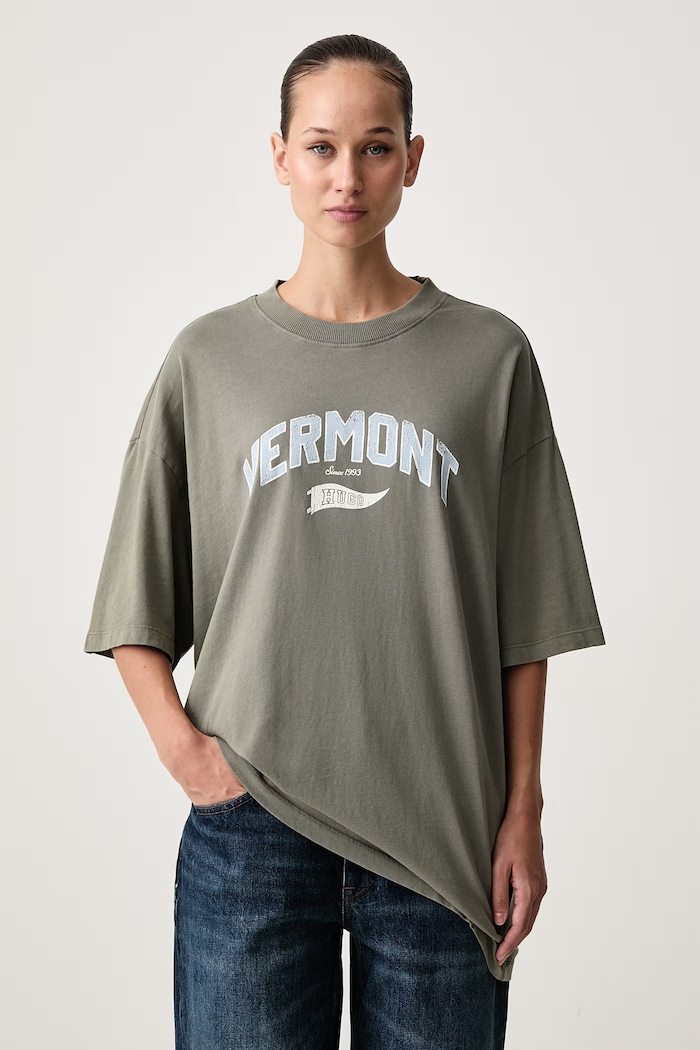 HUGO Blue Футболка для женщин из хлопка Oversized Tee_B_17 зелёный 50574541