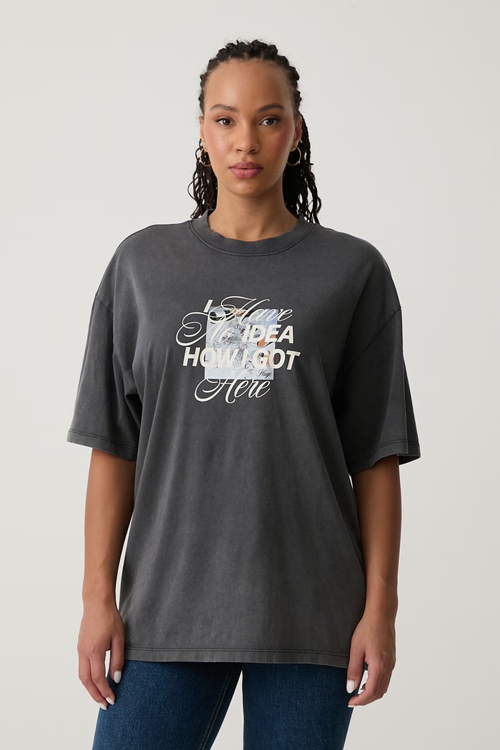 HUGO Blue T-shirt damski bawełniany Oversized Tee_B_17 szary 50574541