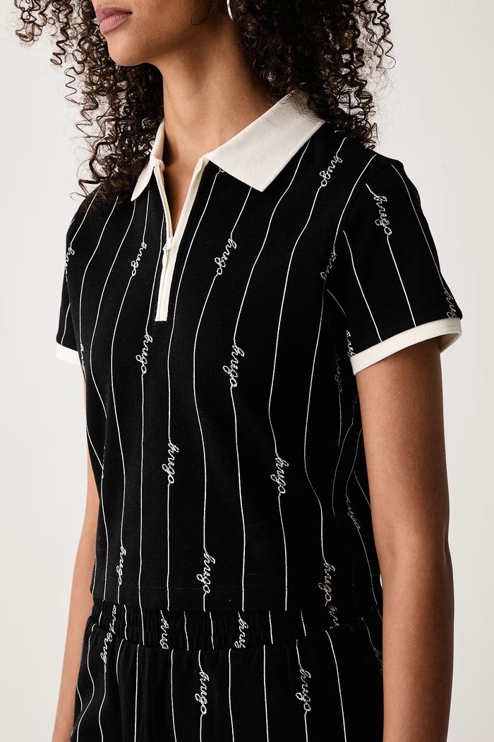 Polo damskie bawełniane Doodle_B HUGO Blue 50568292 czarny
