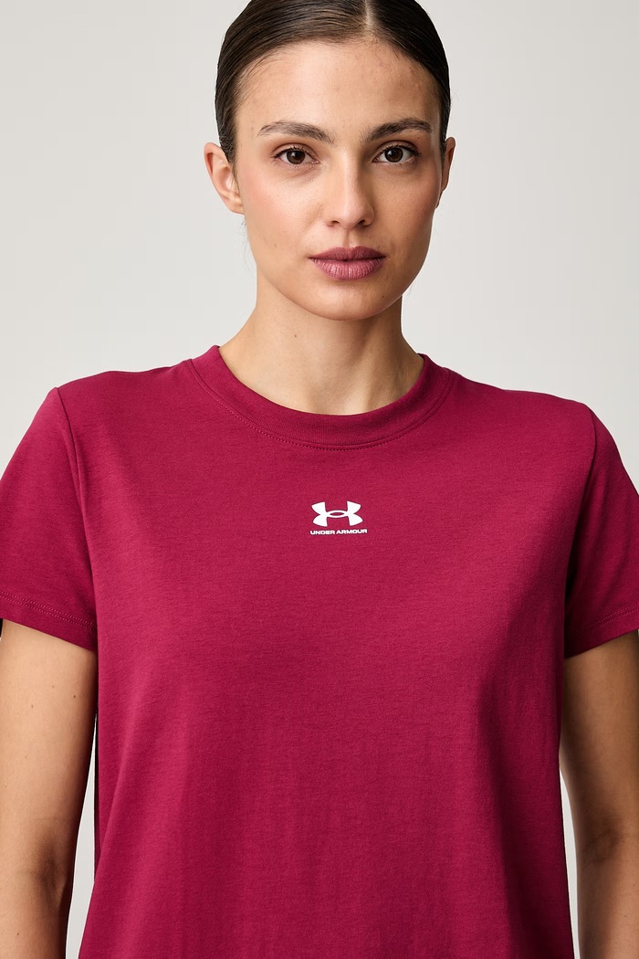 Under Armour T-shirt damski z bawełną Campus Core bordowy 1383648.622