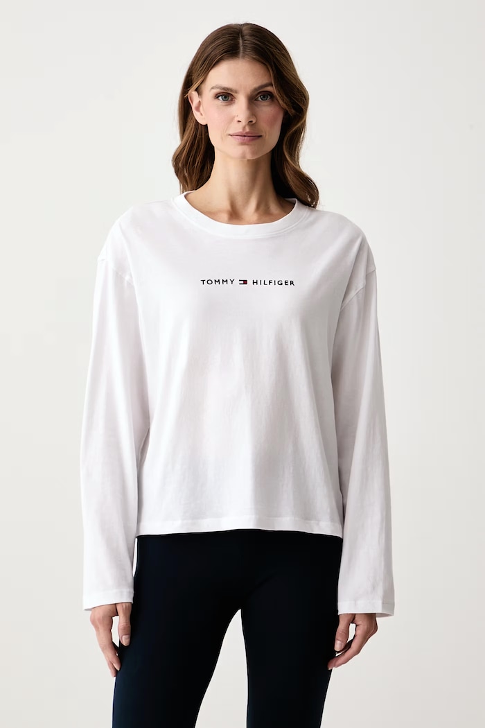 Tommy Hilfiger Tričko s dlhým rukávom dámske bavlnené biela UW0UW06617