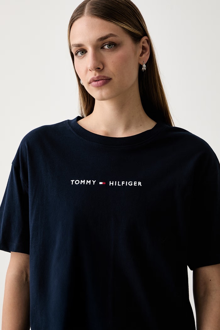 Tommy Hilfiger tričko dámské bavlněné námořnická modř UW0UW06616