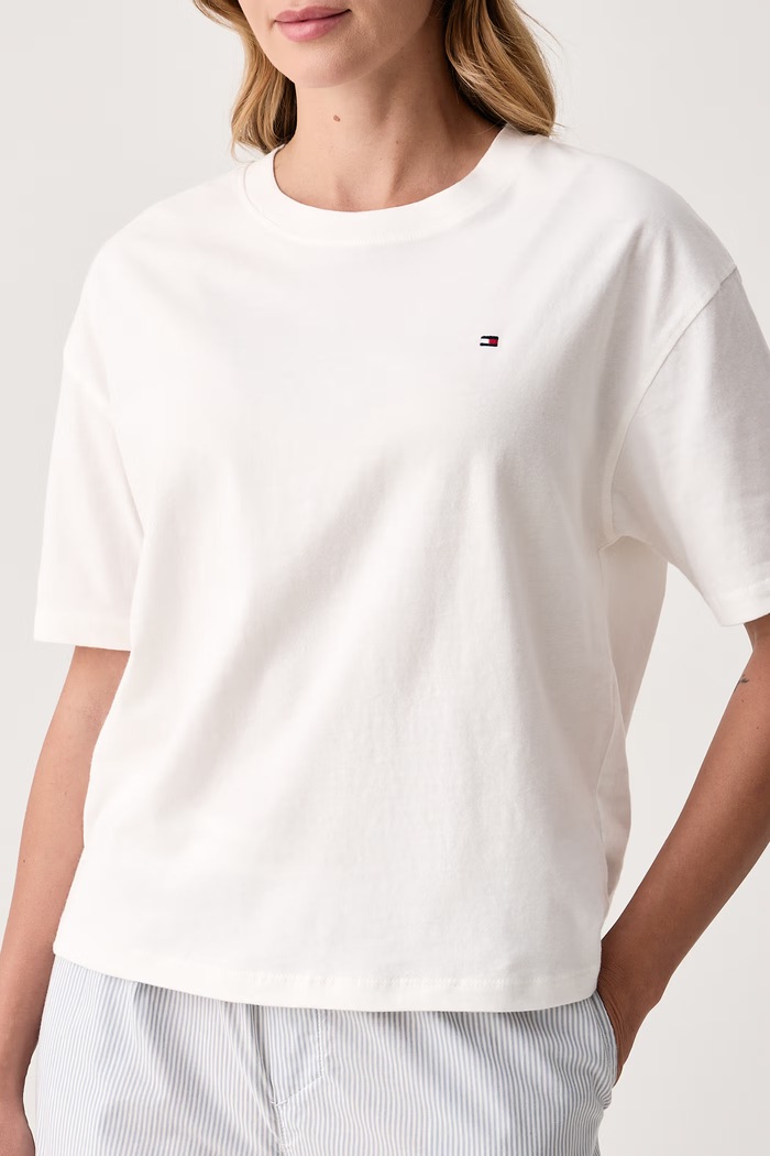 Oblečenie Tommy Hilfiger Tričko dámske bavlnené UW0UW06592 béžová