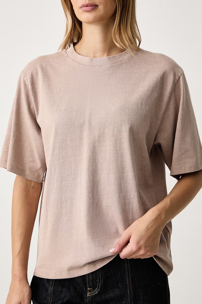 T-shirt damski bawełniany C_Eregular_8 BOSS Orange 50571460 beżowy