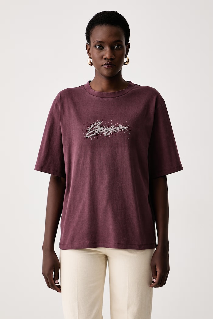 BOSS Orange T-shirt damski bawełniany C_Eregular_8 bordowy 50571460