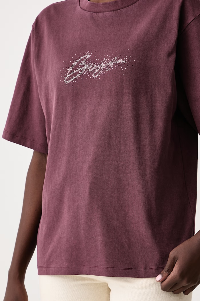 T-shirt damski bawełniany C_Eregular_8 BOSS Orange 50571460 bordowy