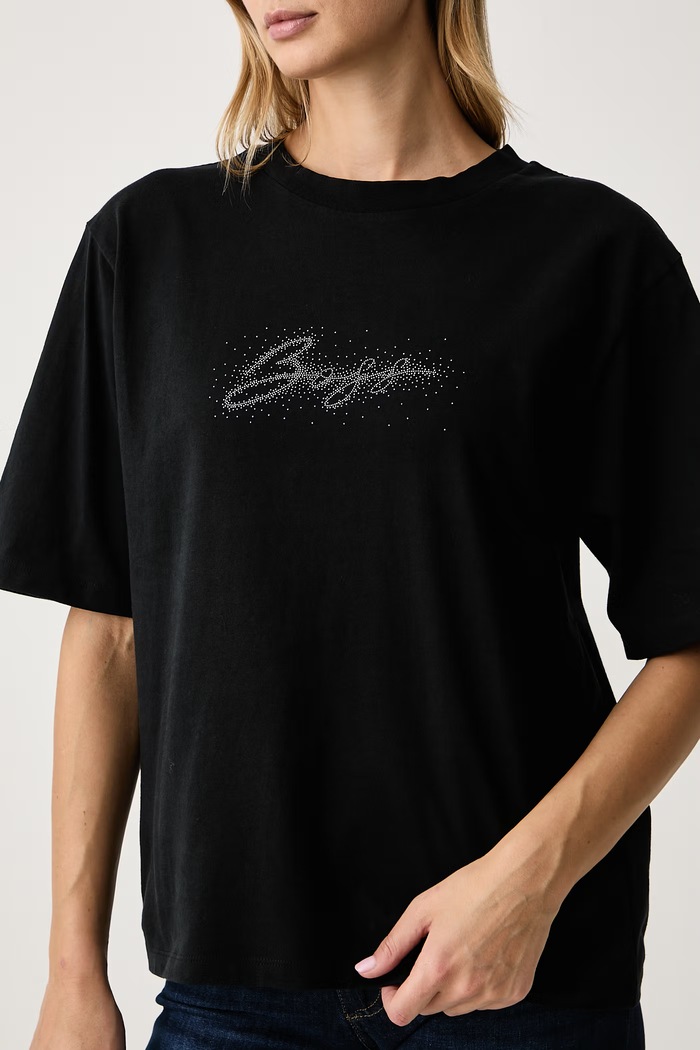 T-shirt damski bawełniany C_Eregular_8 BOSS Orange 50571460 czarny