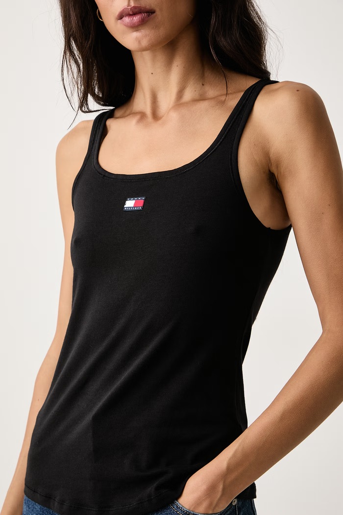 Топ дамски от памук с еластан 3 броя Tommy Hilfiger черен UW0UW06658