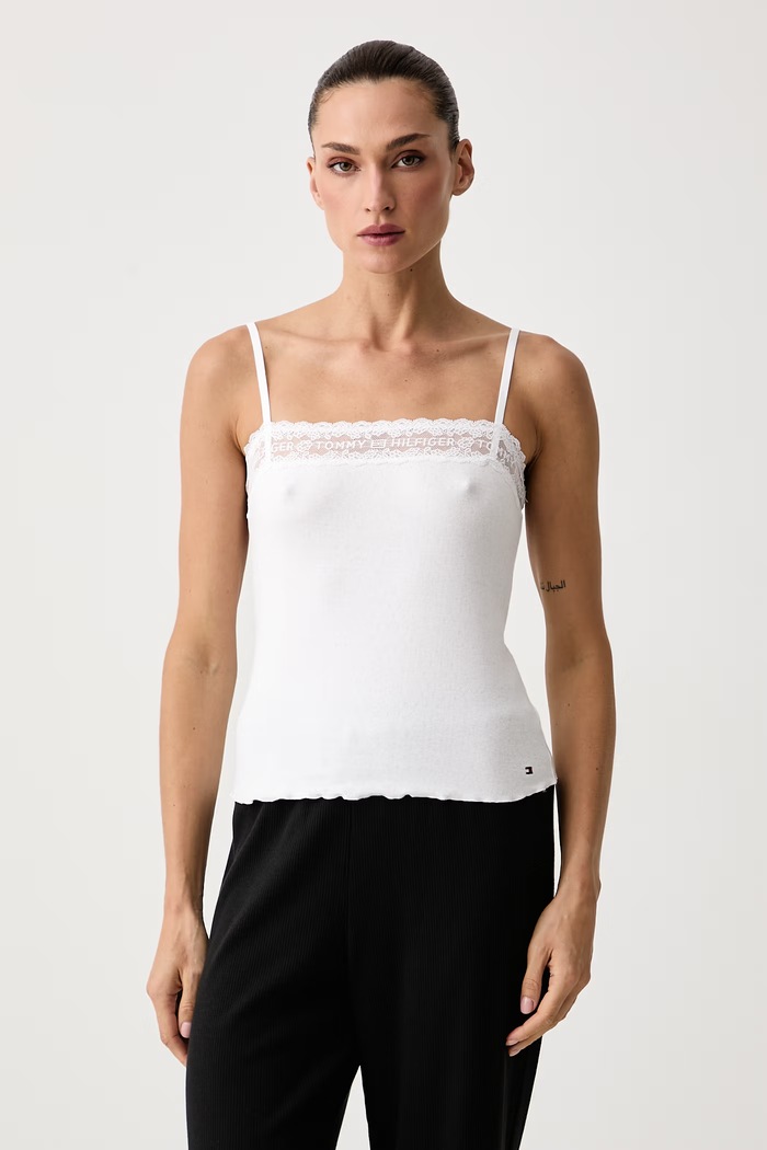 Tommy Hilfiger Top ženski bombaž z elastanom paket 2 kosov UW0UW06656 črna AW26